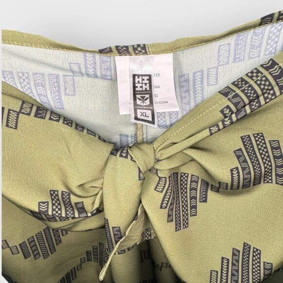 HIIH Hawaii’s Finest Green Wide Leg Pants XL Knotted Waist Beach Resortwear - Picture 3 of 7